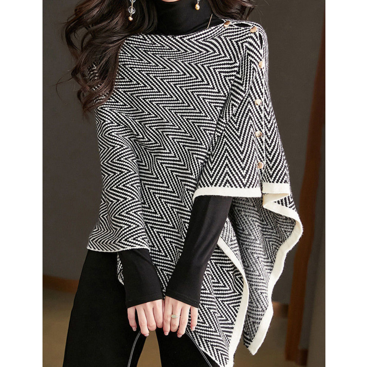 幾何学模様のニット女性用スカーフ