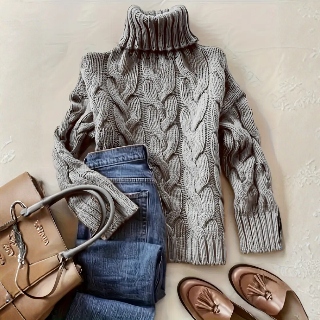 エレガントなハイネック・ニット・セーター