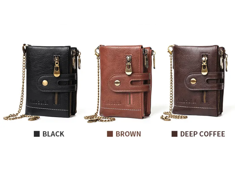 レトロレザー財布 | スタイリッシュなチェーン付き!