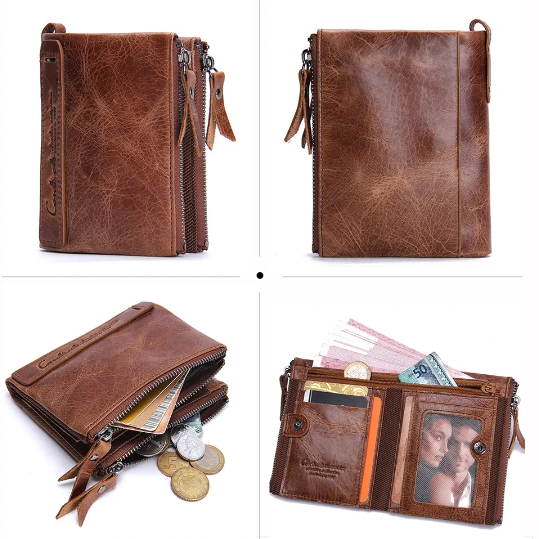 ダブルジッパーのコンパクト財布 | 実用的でスタイリッシュ