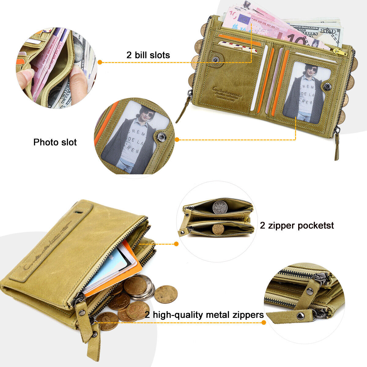 ダブルジッパーのコンパクト財布 | 実用的でスタイリッシュ