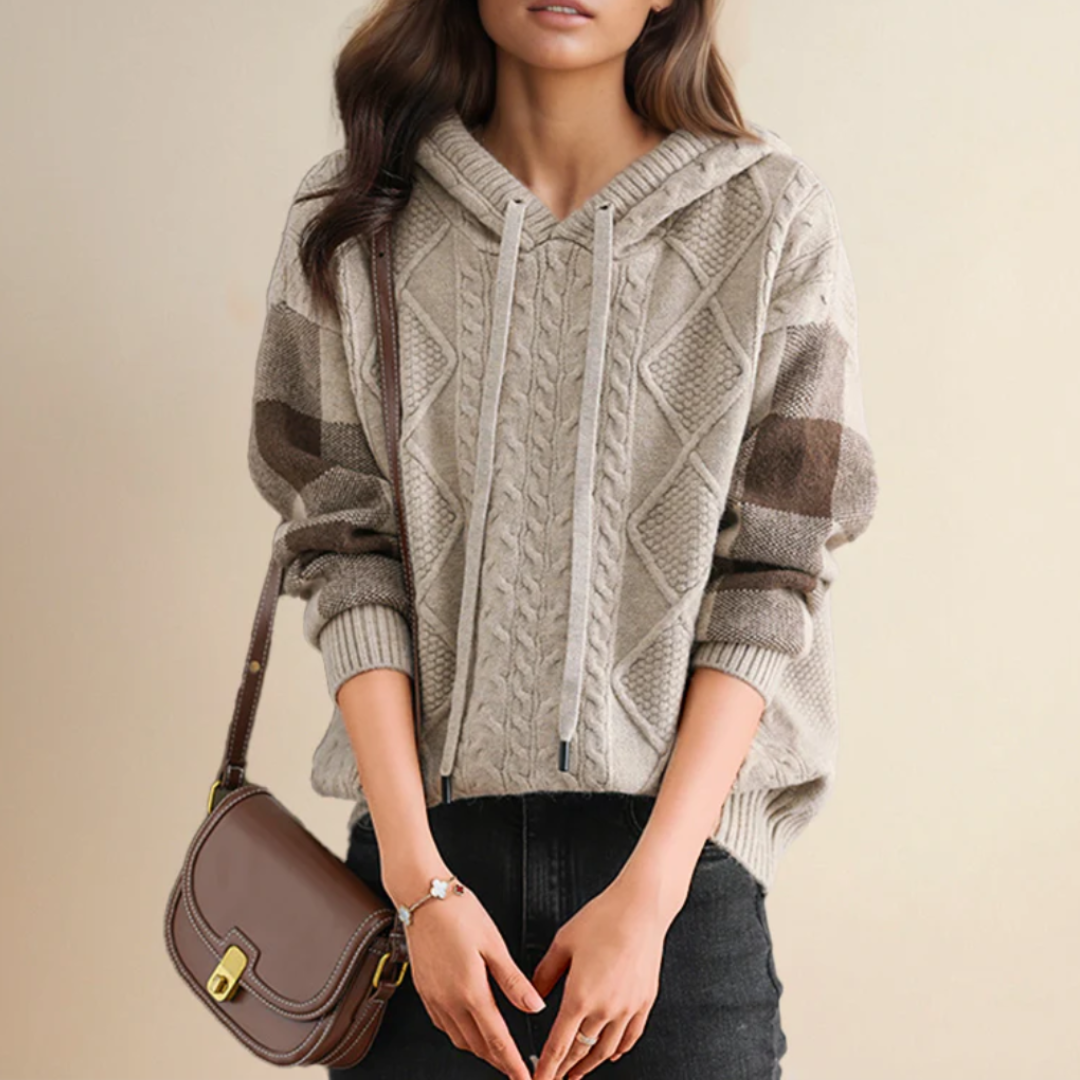 ケーブルニットパーカー