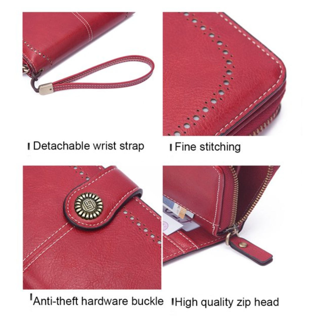 レザー財布(リストバンド付き)| 大容量