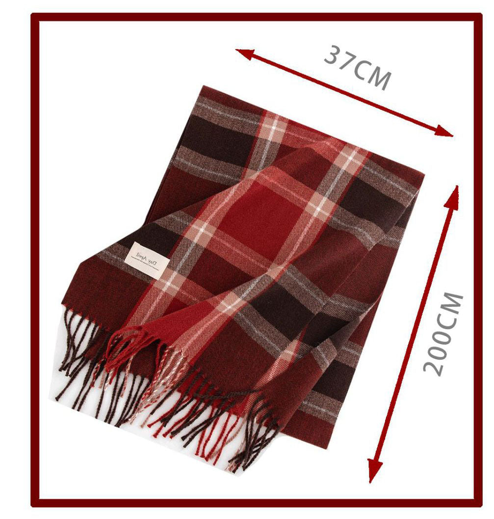 ウール製のチェック柄レディーススカーフ