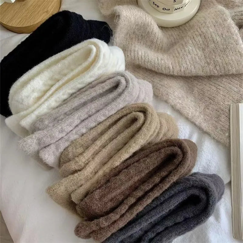 女性用、秋冬、厚手、暖かい、コットン製のミディアムレングスのレトロスタイルのソックス