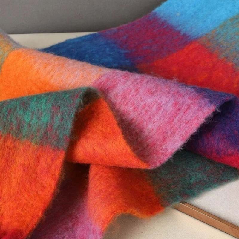 フリンジ付きレディースプラスチックウールスカーフ、日常用