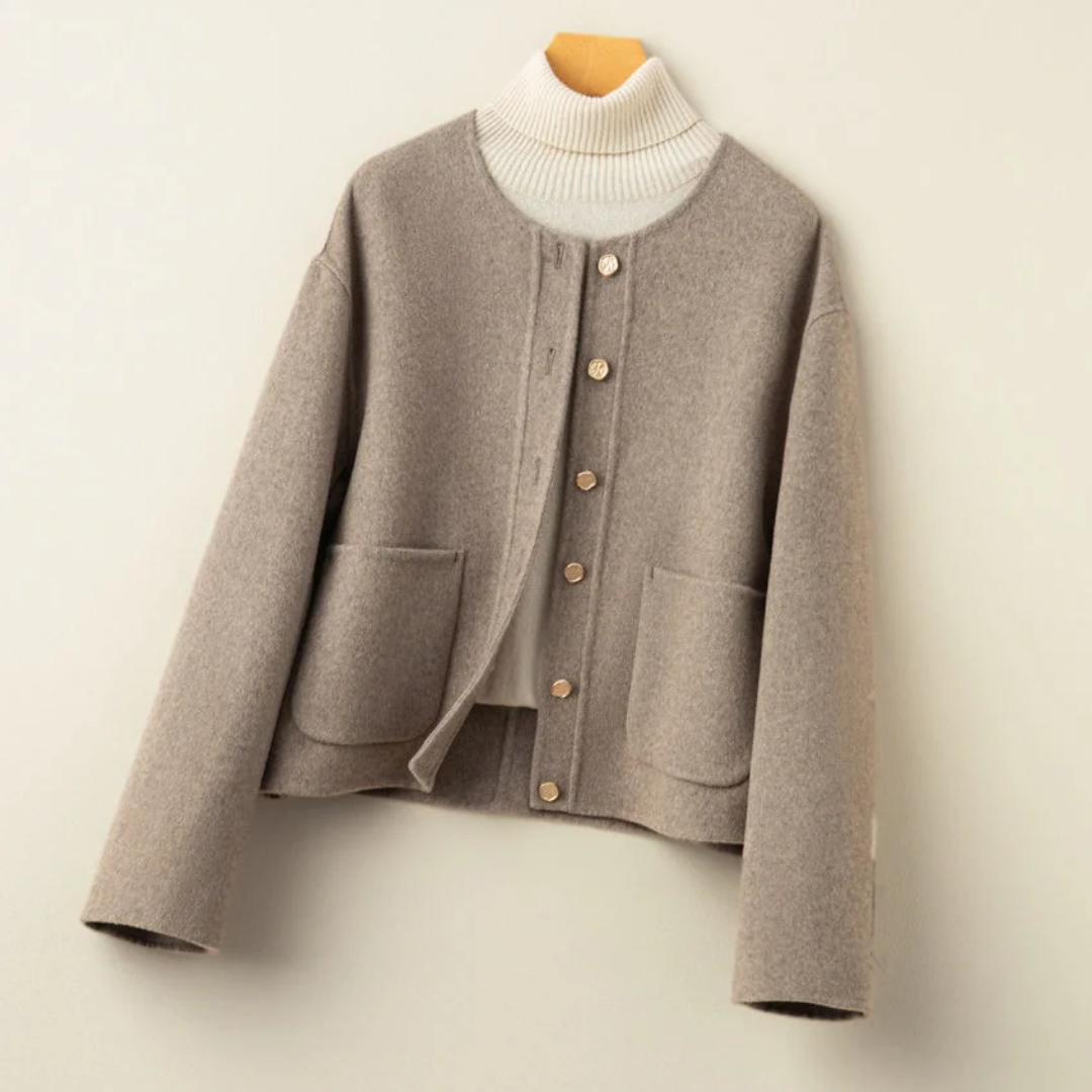 シングルブレストショートウールコート