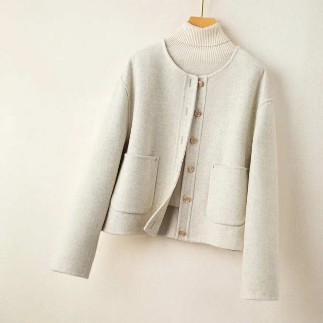 シングルブレストショートウールコート