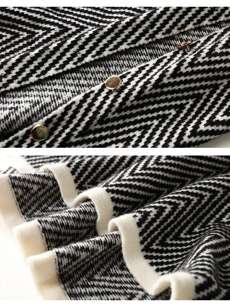 幾何学模様のニット女性用スカーフ