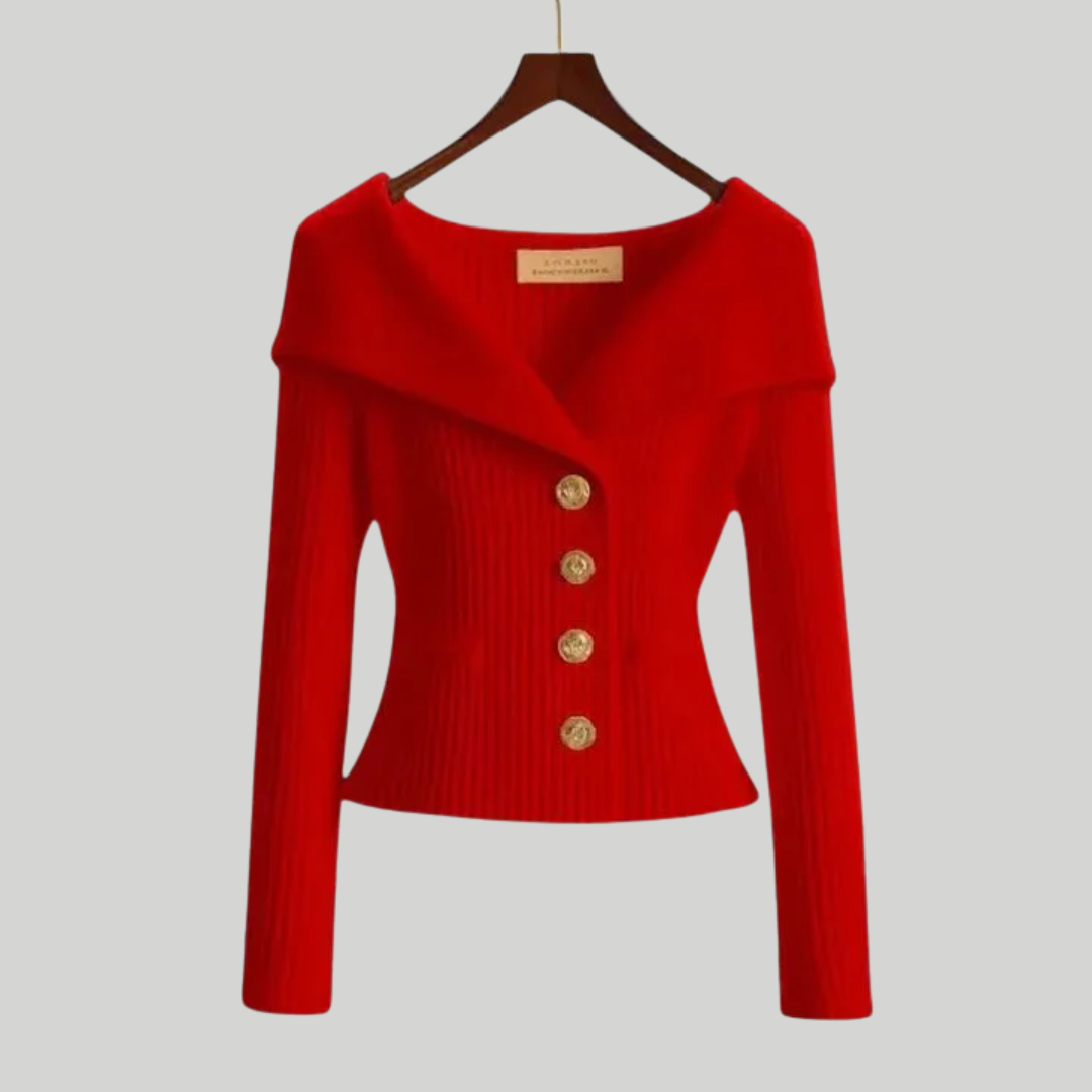 エレガントなVネック長袖セーター