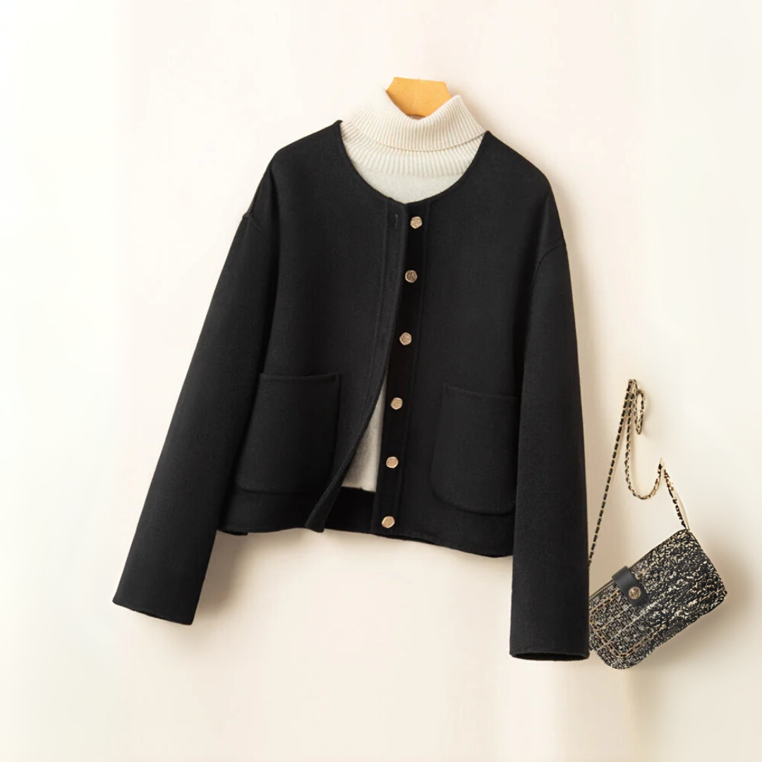 シングルブレストショートウールコート