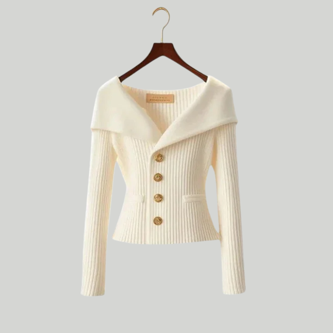 エレガントなVネック長袖セーター