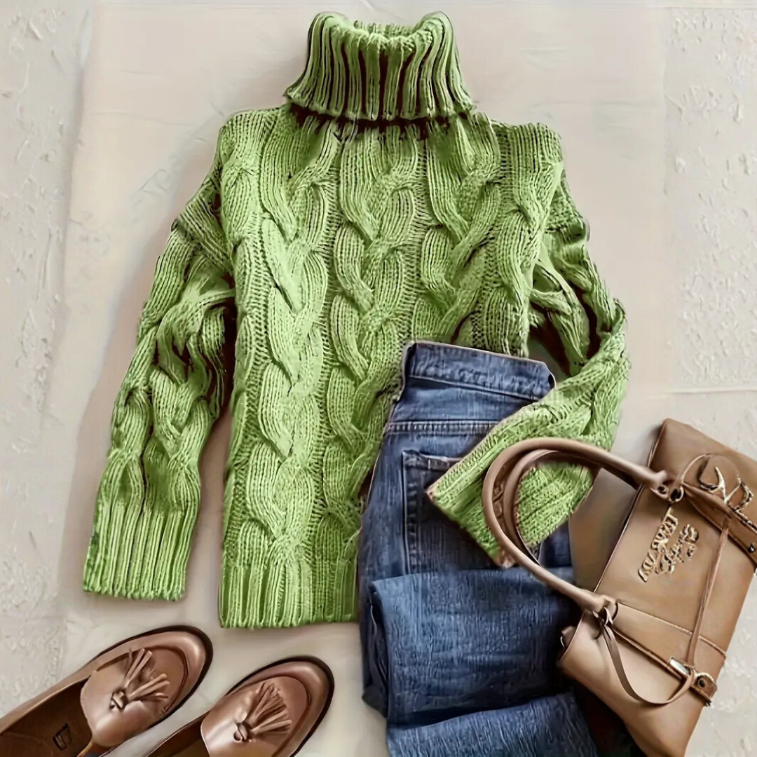 エレガントなハイネック・ニット・セーター