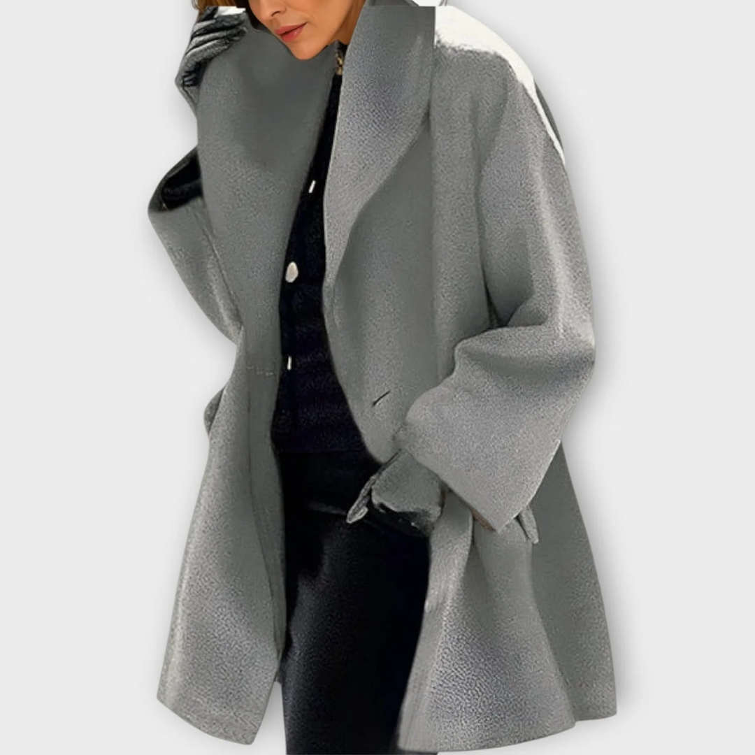 襟付き厚手ロングコート