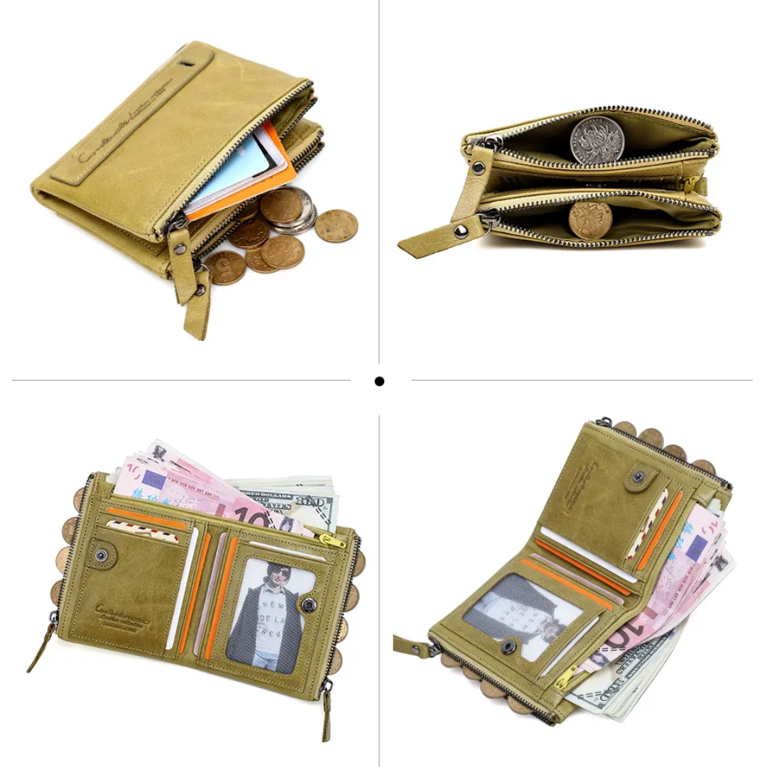 ダブルジッパーのコンパクト財布 | 実用的でスタイリッシュ