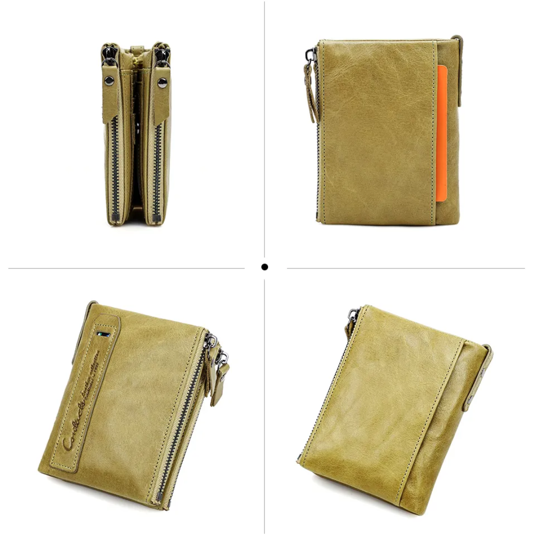 ダブルジッパーのコンパクト財布 | 実用的でスタイリッシュ