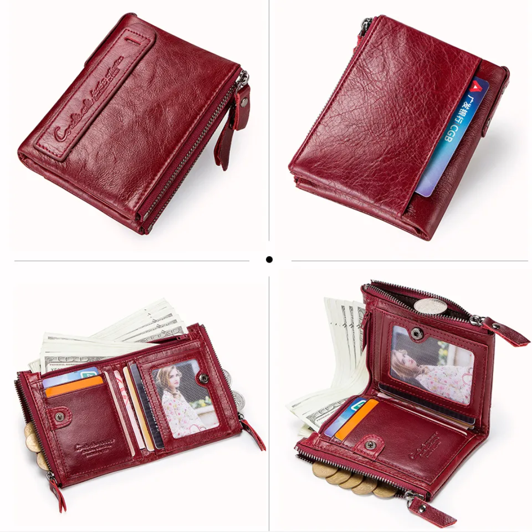 ダブルジッパーのコンパクト財布 | 実用的でスタイリッシュ