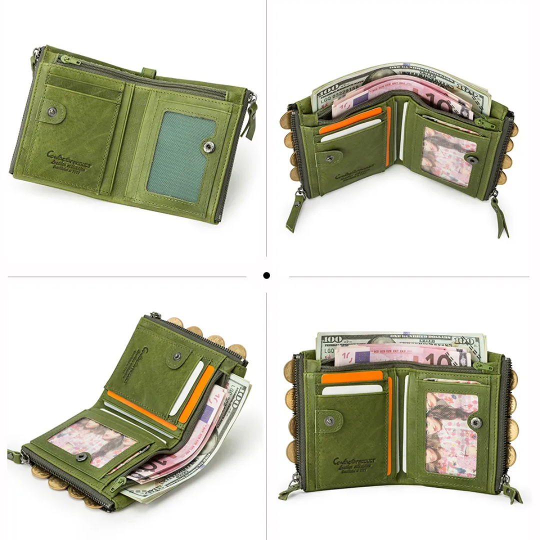 ダブルジッパーのコンパクト財布 | 実用的でスタイリッシュ