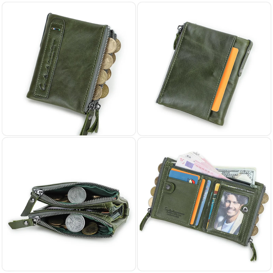 ダブルジッパーのコンパクト財布 | 実用的でスタイリッシュ