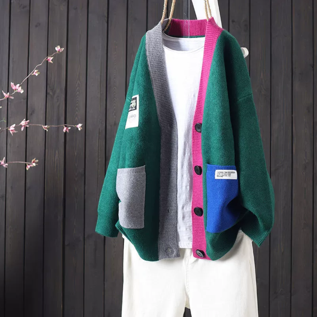 アーティスティック ポケット付き ワイドカーディガン