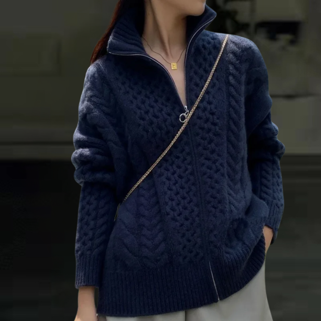 カシミアハイネックジップジャケット