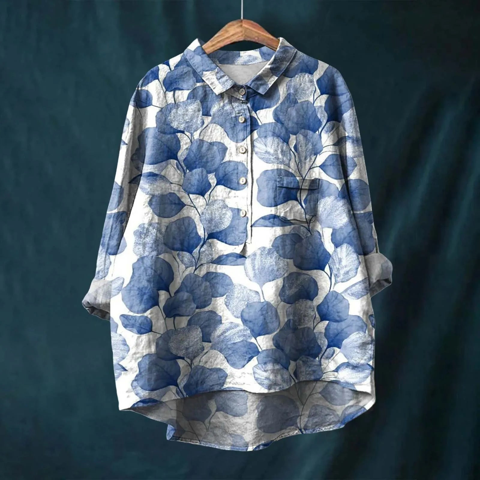 エレガントな長袖花柄シャツ